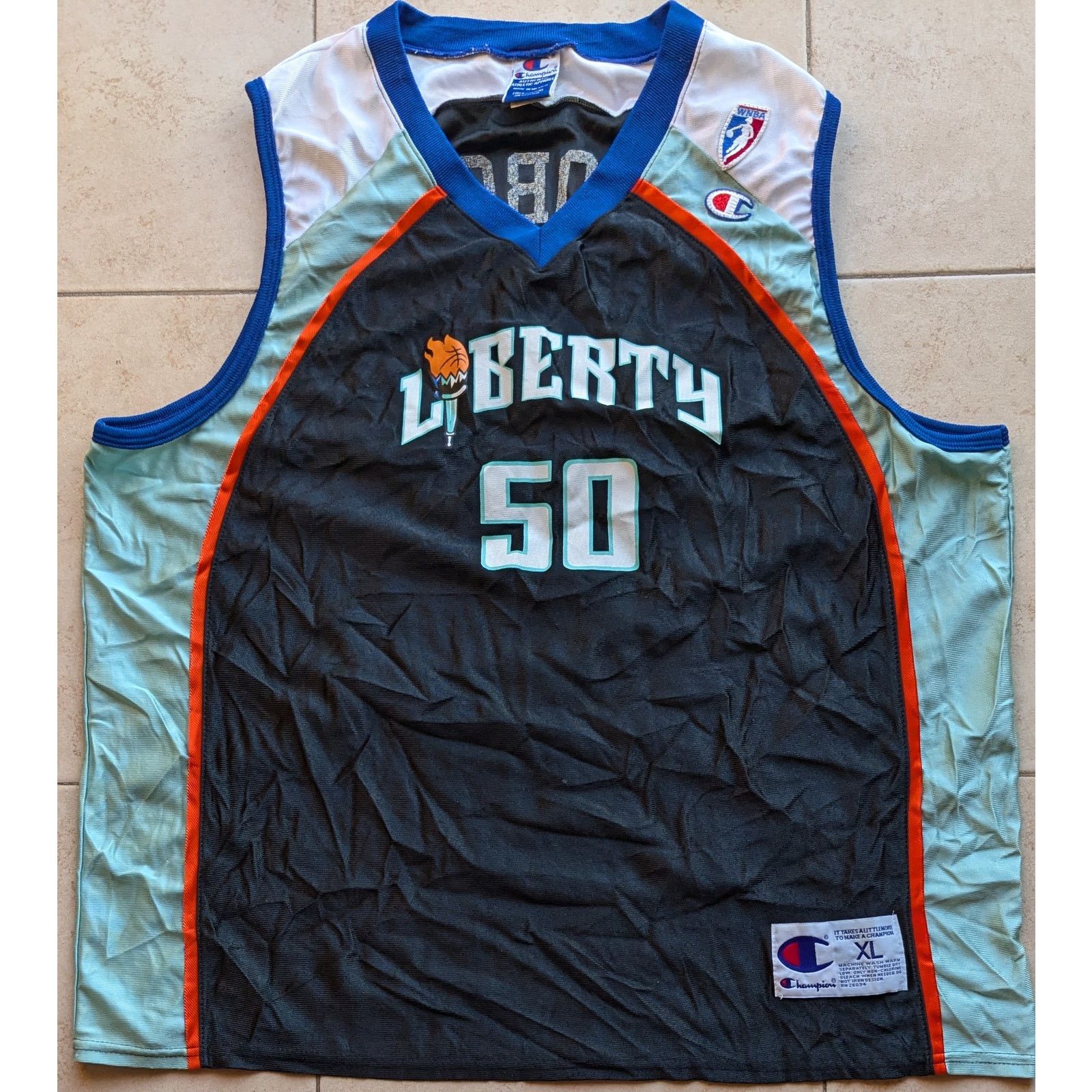 Champion × NBA Rebecca LOBO #50 90s New York Liberty jersey XL WNBA vintage Size US XL / EU 56 / 4 - 2 Thumbnail