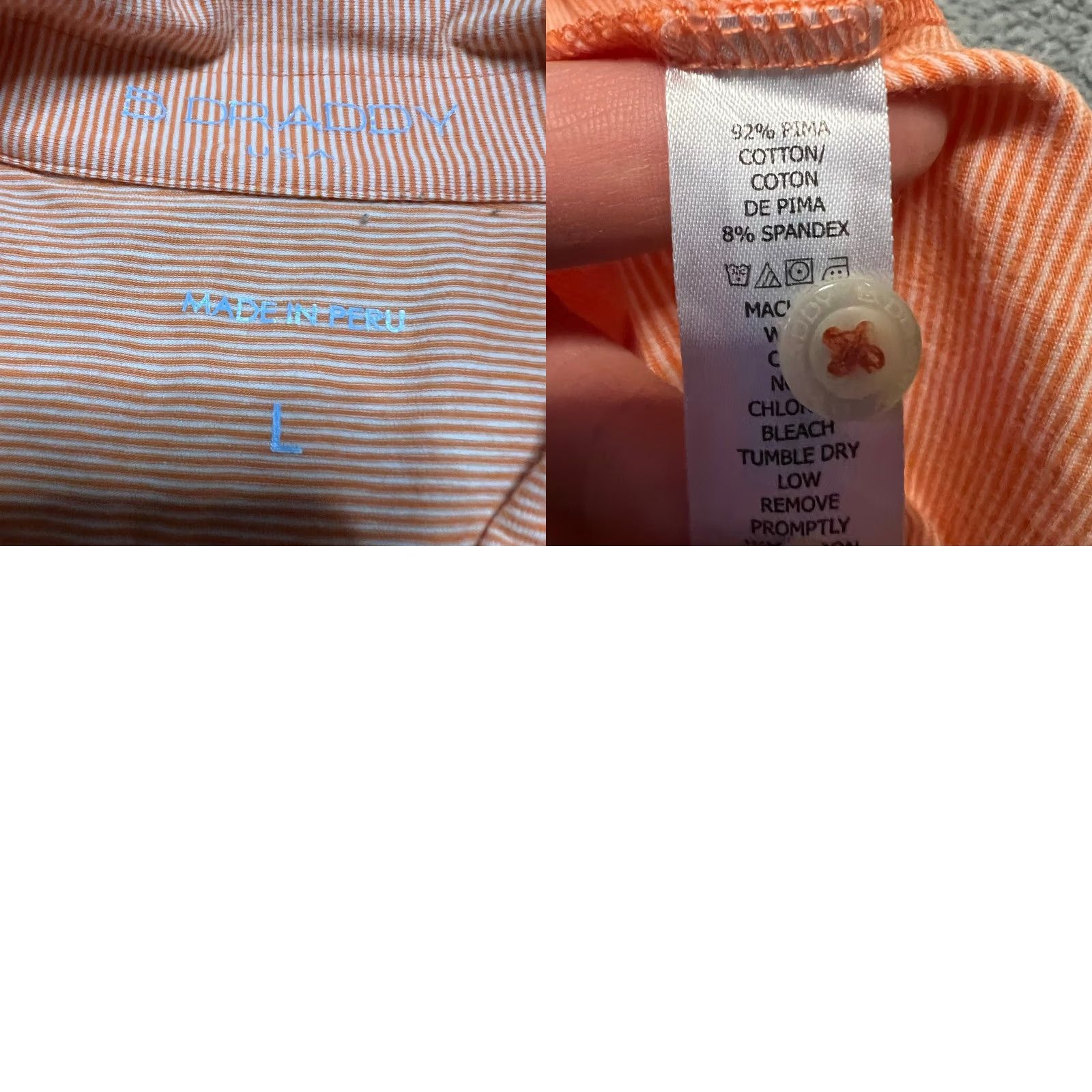 Vintage B Draddy Polo Shirt Mens Large Orange Striped Golf Pima Size US L / EU 52-54 / 3 - 8 Thumbnail