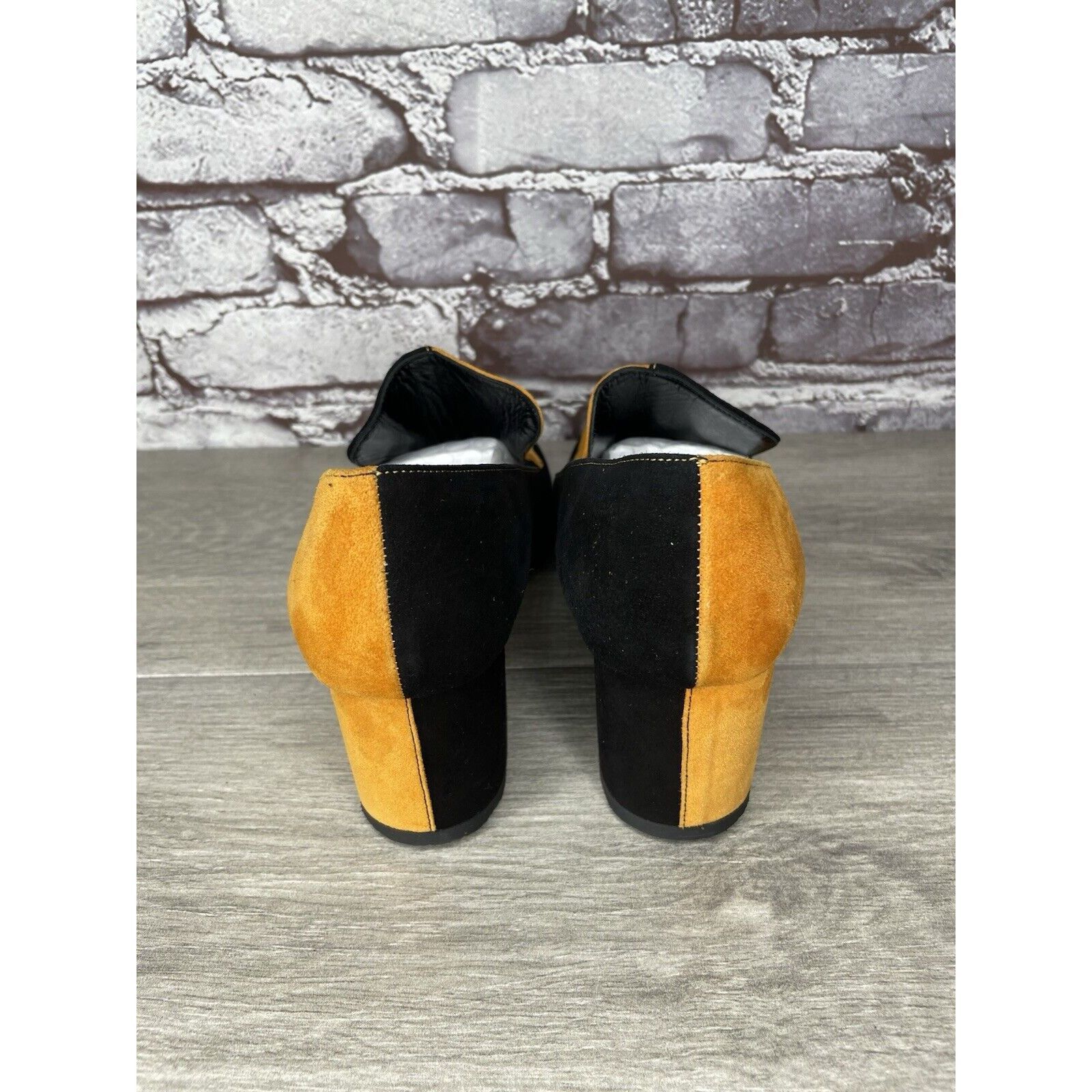 DORA TEYMUR DORATEYMUR Marigold Suede Black Leather Split Designer Mule Size US 7.5 / IT 37.5 - 15 Thumbnail