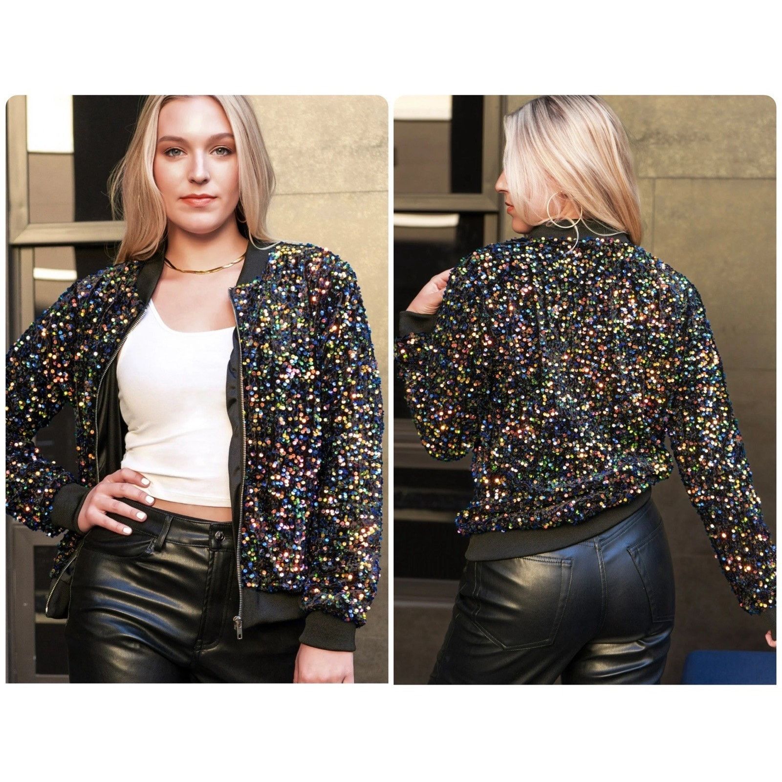 Other ANNA-KACI Sparkle & Shine Collection Sequin Bomber Jacket Size XL / US 12-14 / IT 48-50 - 1 Thumbnail