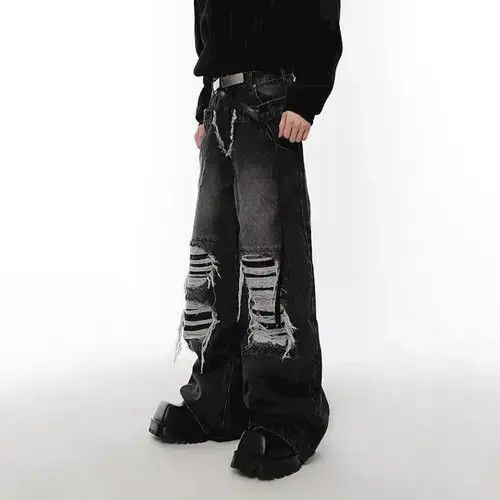 Jean Japanese Opium Ripped pants design high street holes washed Size US 32 / EU 48 - 3 Thumbnail