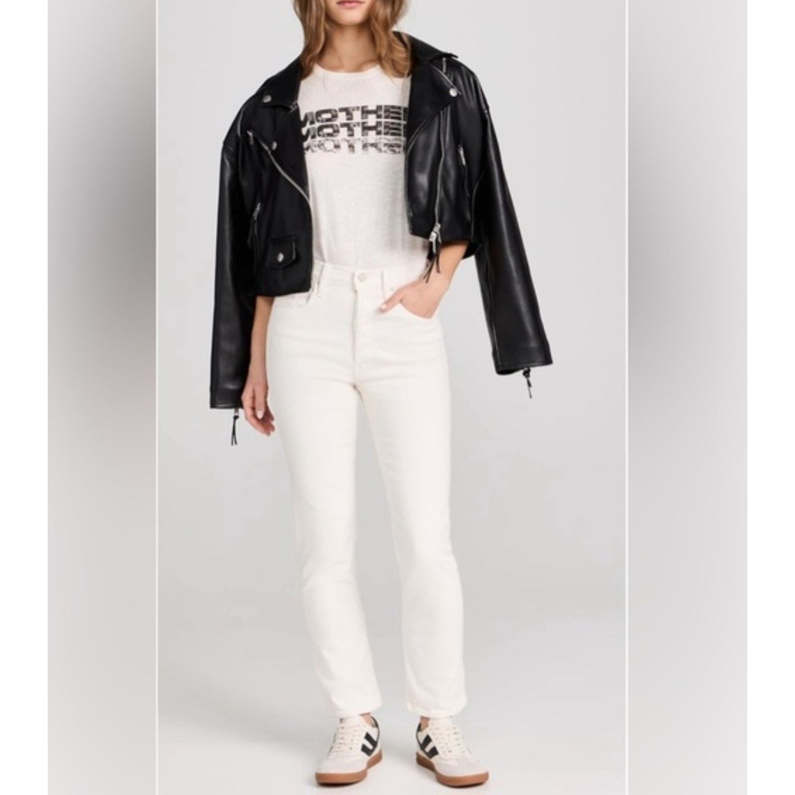 MOTHER Mother The Tomcat Ankle Jeans In Cream Puffs 25 Size 23" - 2 Thumbnail