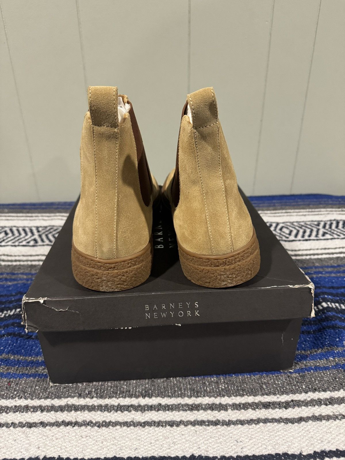 Barneys New York Tan Suede Chelsea Boots Size US 12 / EU 45 - 4 Thumbnail