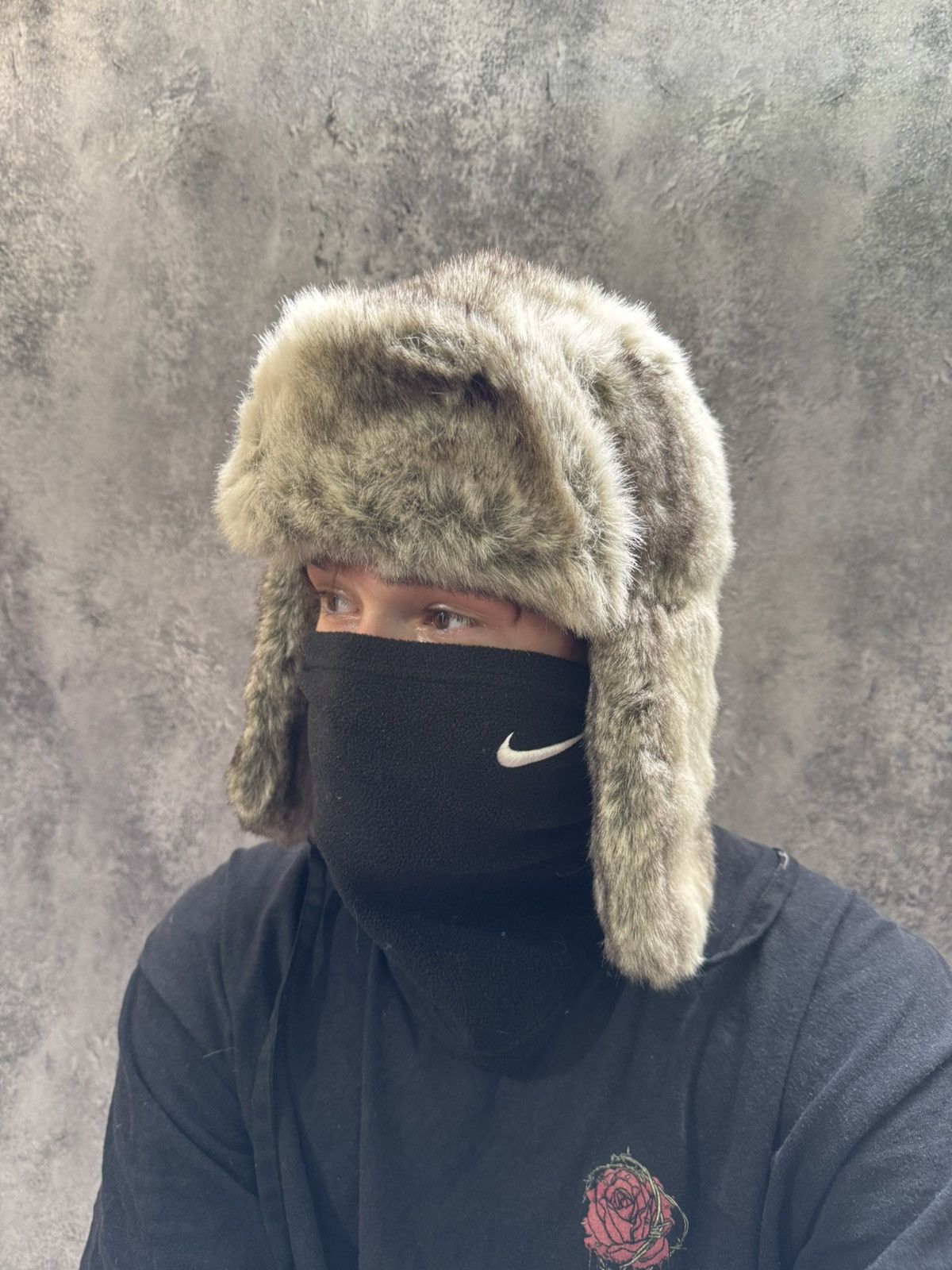 Japanese Brand × Vintage Vintage Alt Fuzzy Mohair Ushanka USSR Hat Balaclava Size ONE SIZE - 2 Thumbnail