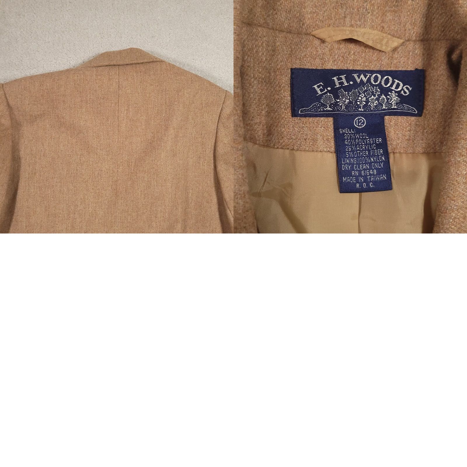 Doublet VINTAGE E.H. Woods Blazer Women 12 Beige Double Breasted Wool Retro Suit Jacket Womens 90s Classic Designer Size XL / US 12-14 / IT 48-50 - 8 Thumbnail