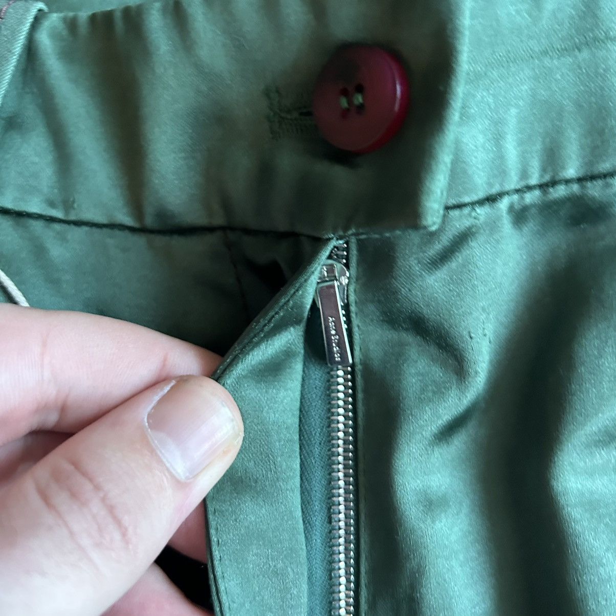 Acne Studios Acne Studios Dark Green Satin Slacks 28/30 Size 28" / US 6 / IT 42 - 5 Thumbnail