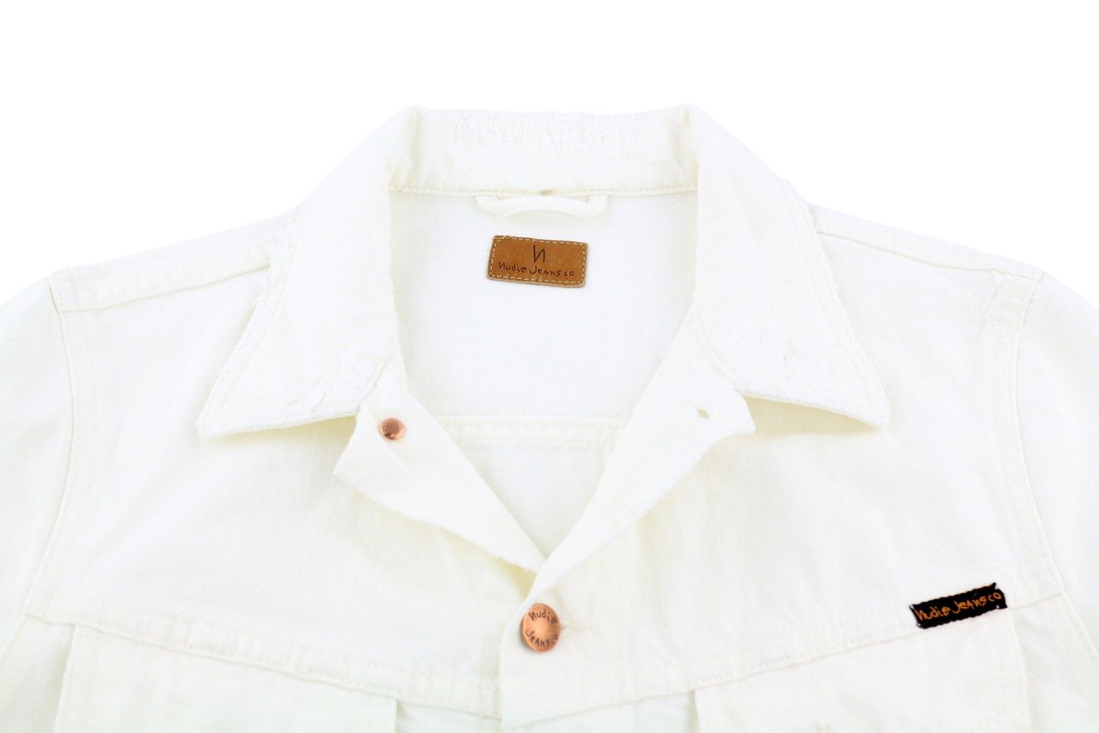 Nudie Jeans BILLY M Pitch White Worn Polo Neck Logo Jacket 83686 Size US M / EU 48-50 / 2 - 4 Thumbnail