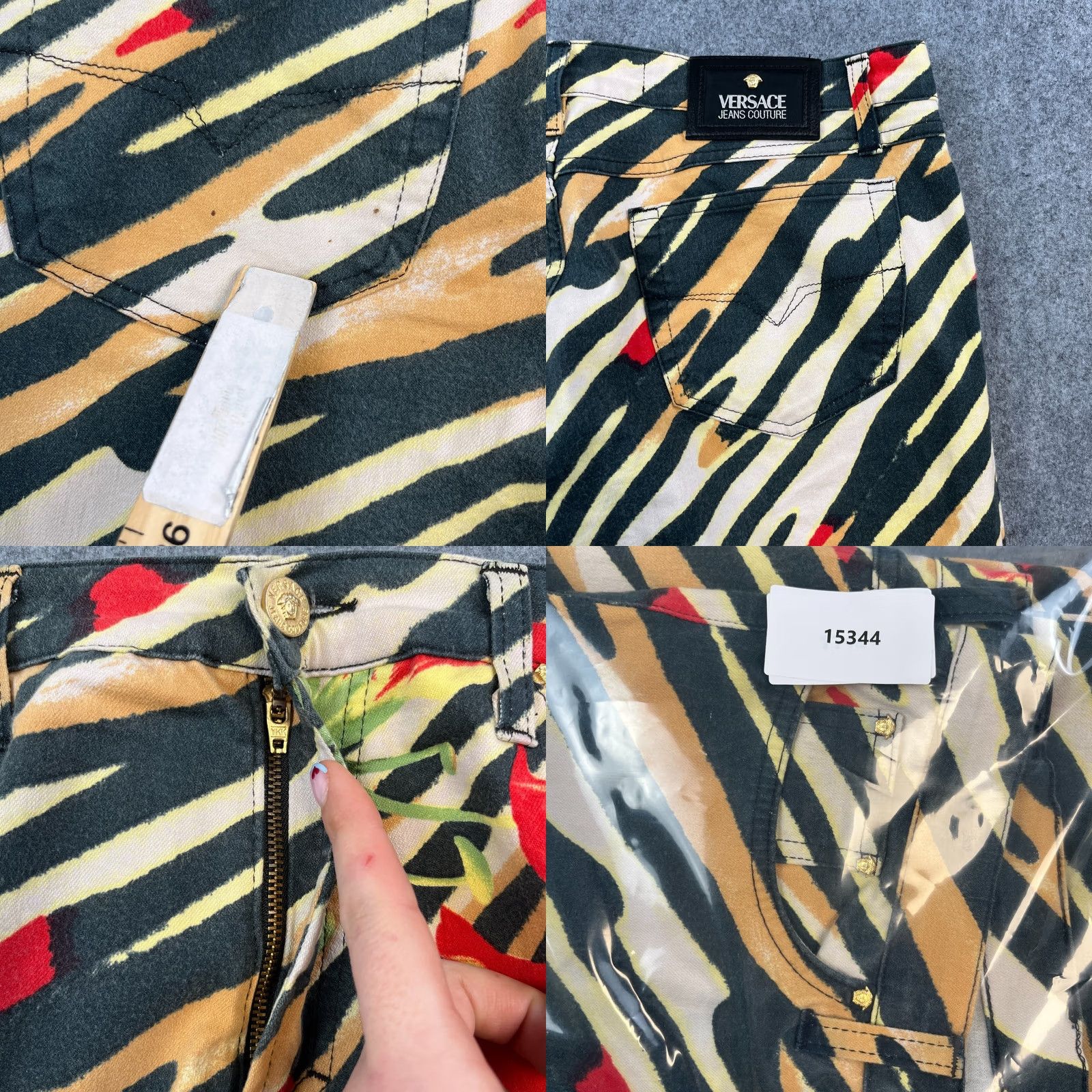 Versace VINTAGE Versace Jeans Straight Womens 34 32 UK 14 Multicoloured Animal Flower Print Italy Jeans Wrist? Size 24" / US 00 / IT 34 - 10 Thumbnail