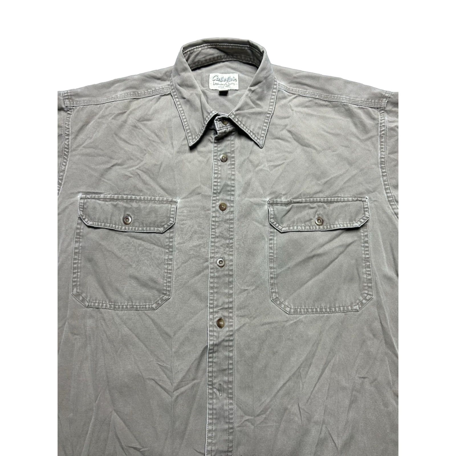 Vintage VINTAGE Cabela's Short Sleeve Shirt Canvas Cotton Beige XL Tall Button-Up Men Size US XL / EU 56 / 4 - 1 Thumbnail