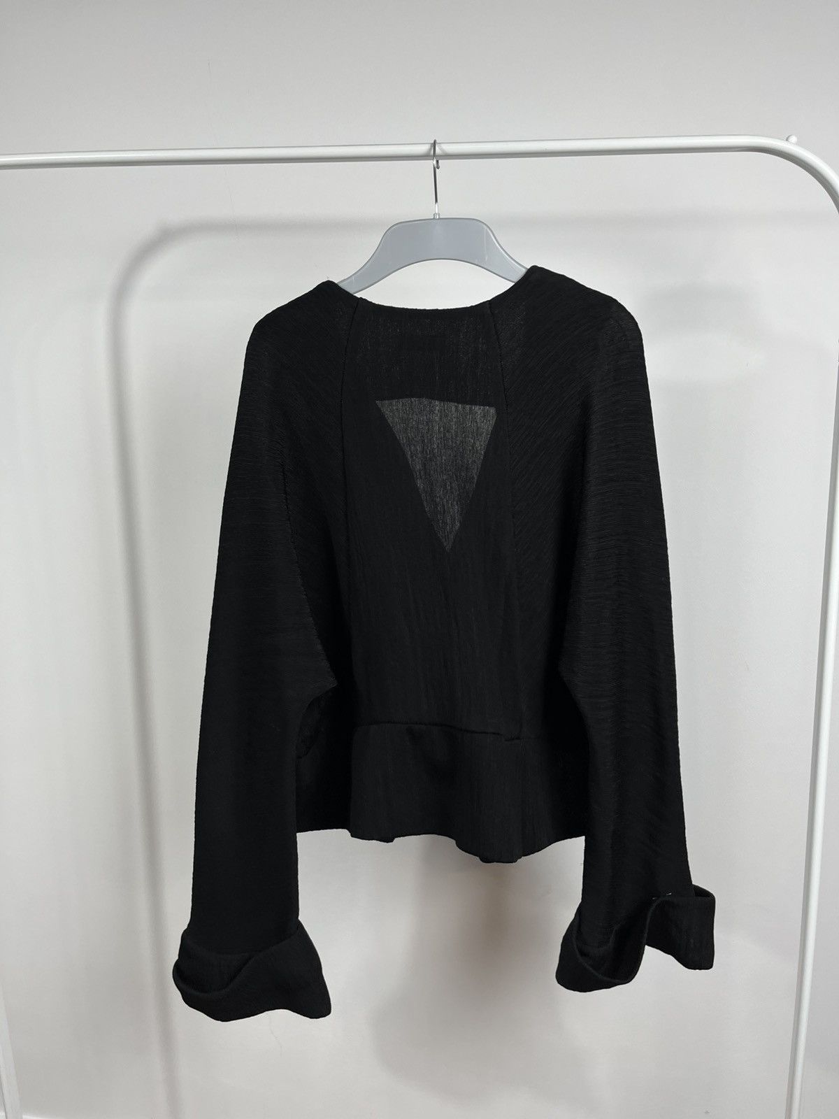 Japanese Brand Hovman Draped Cropped Jacket in Textured Black Fabric Size M / US 6-8 / IT 42-44 - 11 Thumbnail