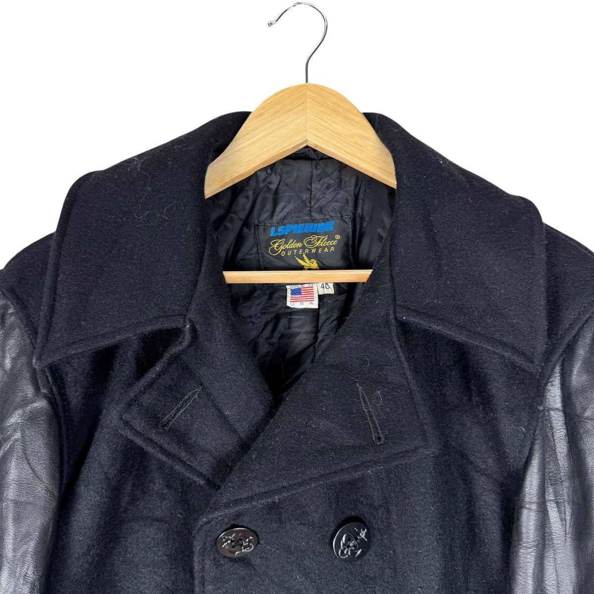 I. Spiewak And Sons ☀️I SPIEWAK SONS LEATHER PART PEACOAT JACKET Size US M / EU 48-50 / 2 - 4 Thumbnail