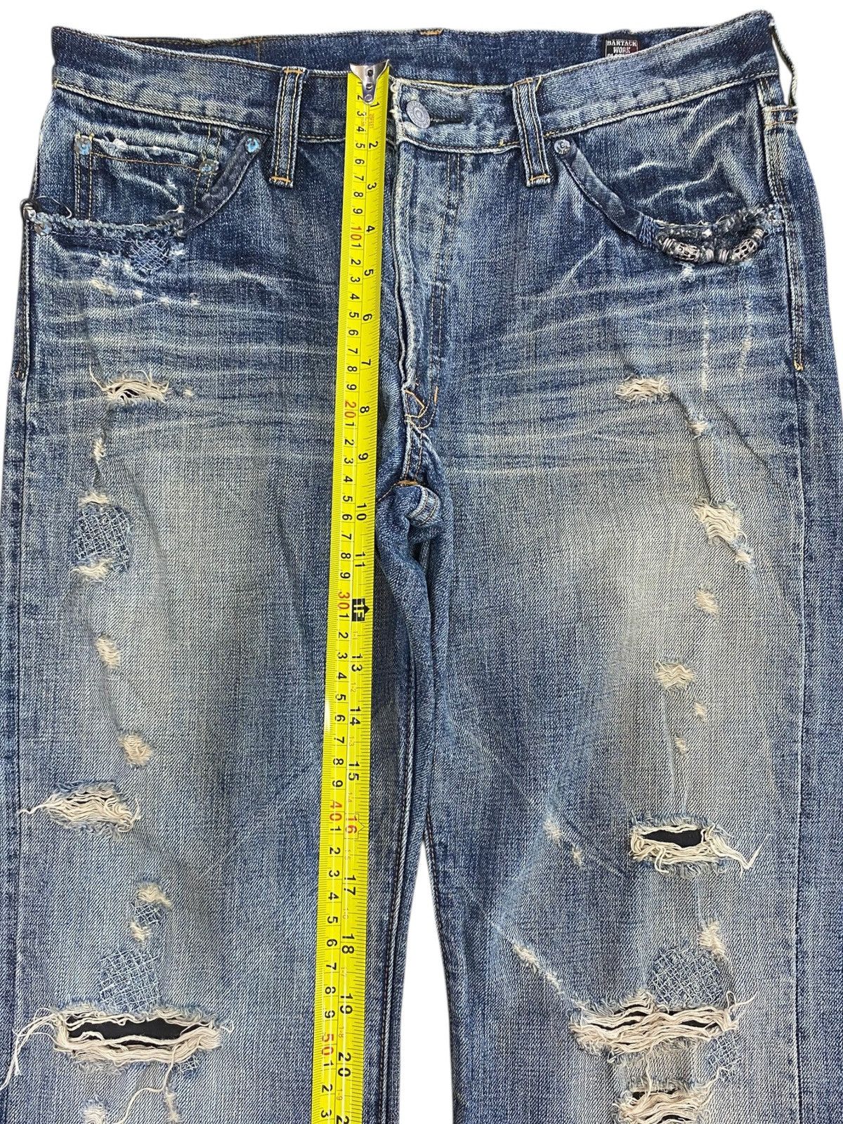 Other Japanese Brand Acid Blue Wash Style Distressed Jeans Size US 32 / EU 48 - 6 Thumbnail