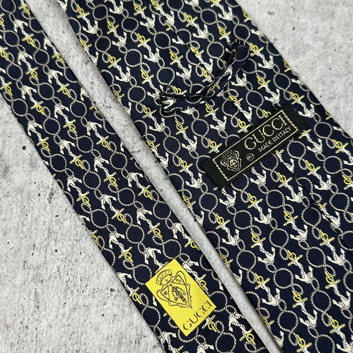 Vintage Vintage Gucci Tie Monogram Sea Anchor Silk Made In Italy Size ONE SIZE - 8 Thumbnail