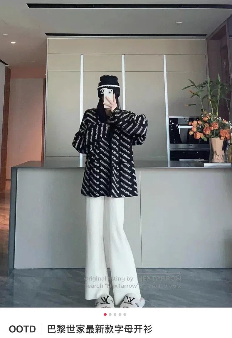 Balenciaga Balenciaga Black and White Bullet Screen Full Print Letter Size US XL / EU 56 / 4 - 9 Thumbnail