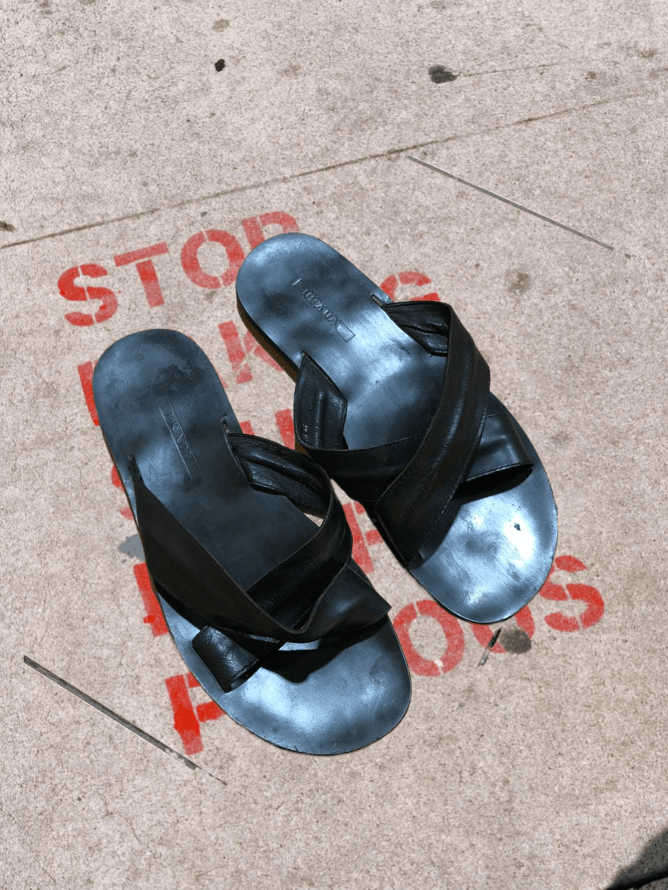 Prada Prada ~Mens Black Leather Slip On Sandals Size US 11 / EU 44 - 1 Thumbnail