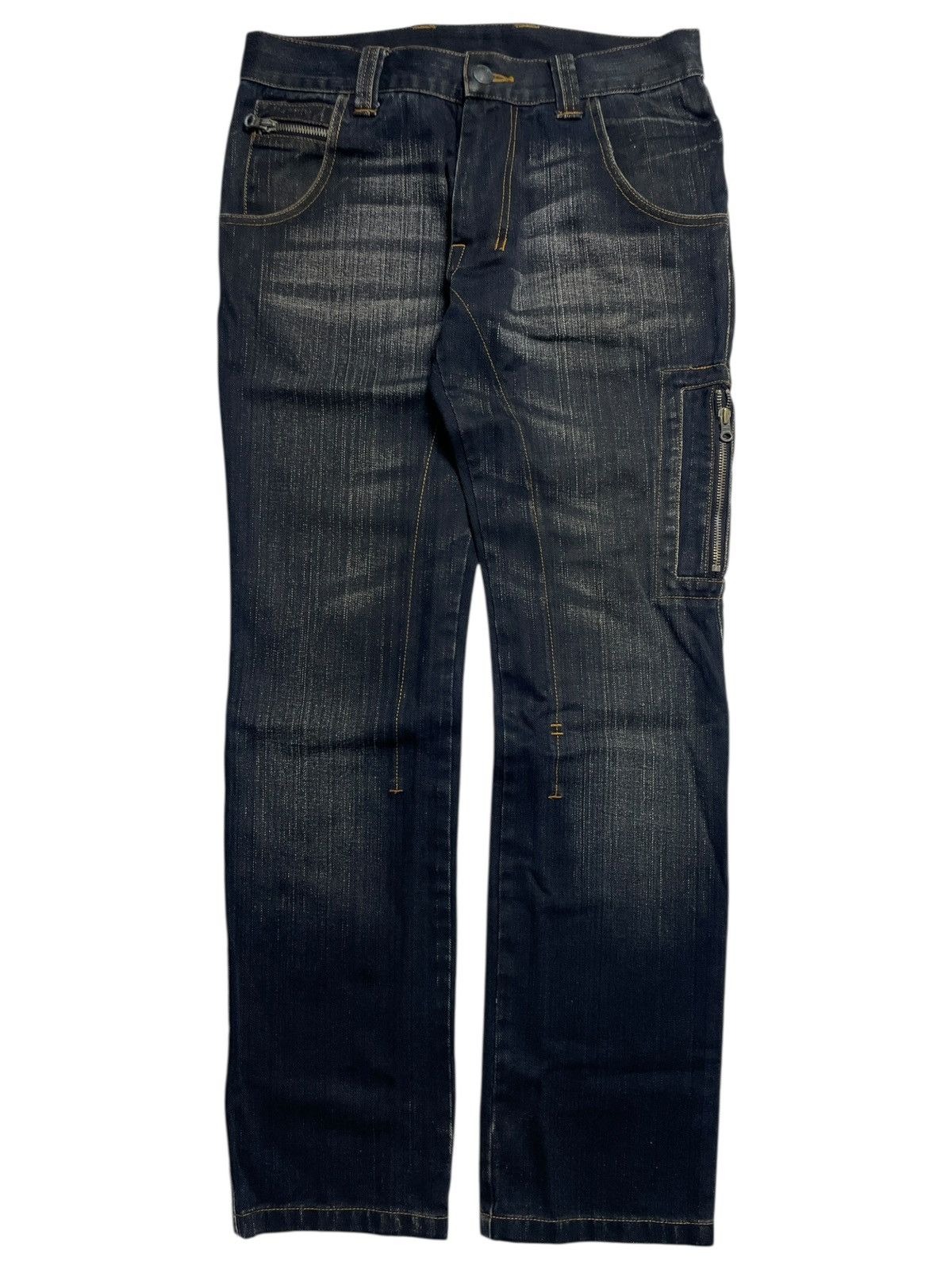 Tornado Mart 291295=Homme - Buckle Back Bikers Denim Pants Size US 31 - 1 Thumbnail