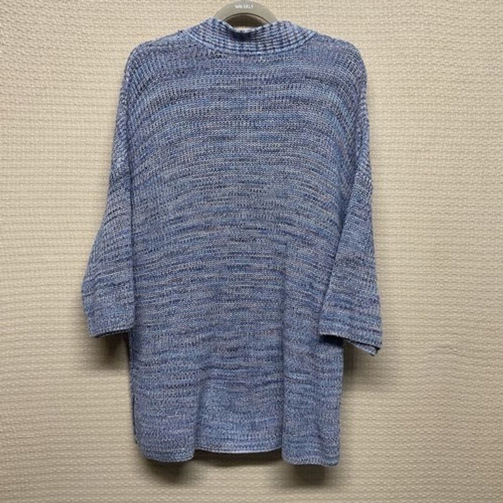 J. Jill J. Jill Blue Pointelle Cotton V-Neck Sweater Women XLarge Size XL / US 12-14 / IT 48-50 - 6 Thumbnail