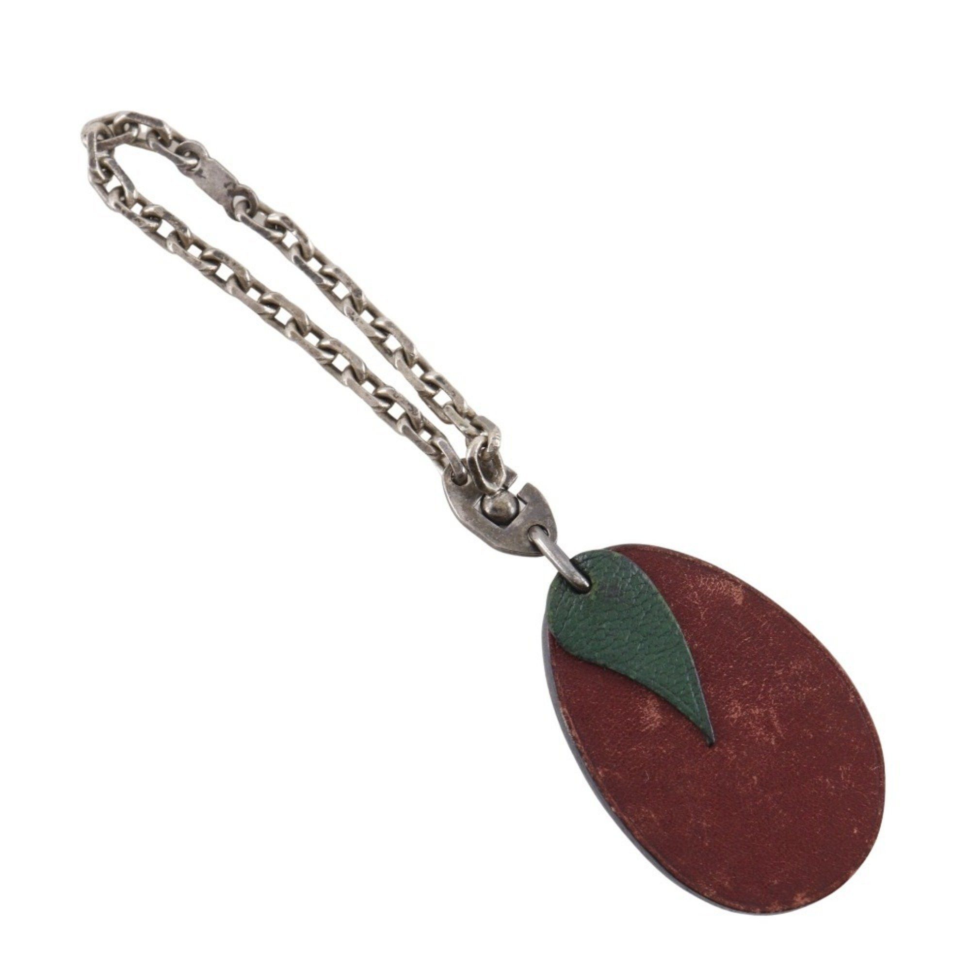 Hermes Hermès Plum Charm Fruit Bag Leather Red Plat Unisex