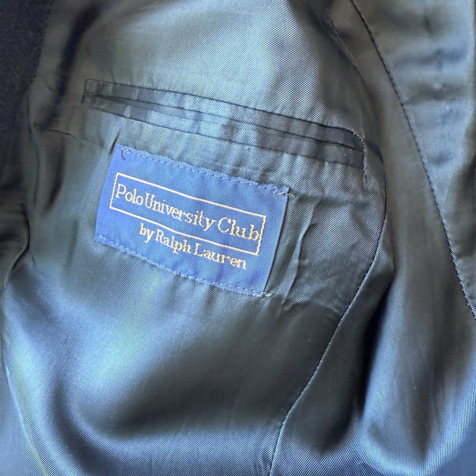 Polo Ralph Lauren × Vintage Vintage Polo University Club Blazer Medium Black Herringbone Size 42R - 6 Thumbnail