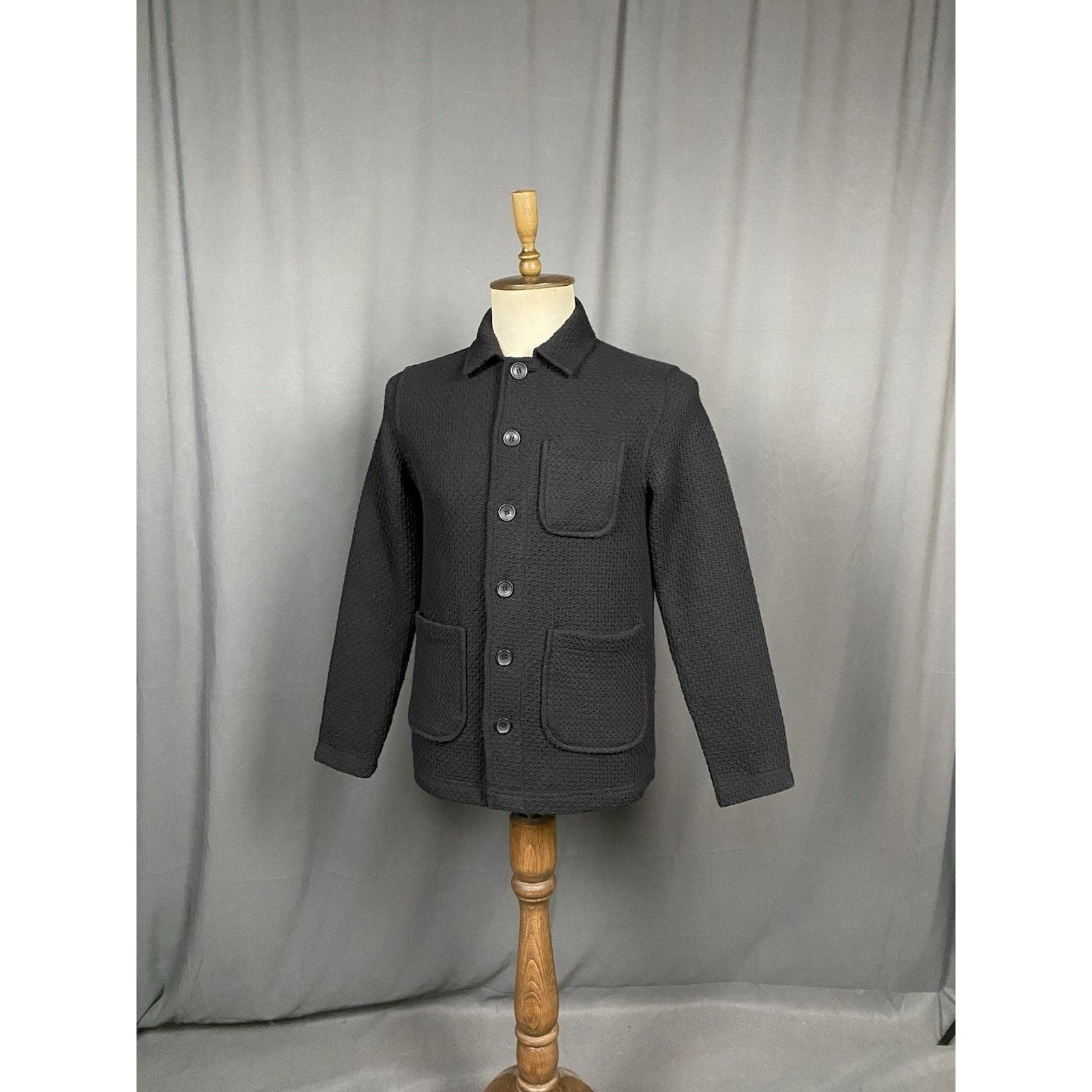 Folk MINT! Folk Chore Jacket Mens Black Wool Blend Thomas Worker Size US S / EU 44-46 / 1 - 4 Thumbnail