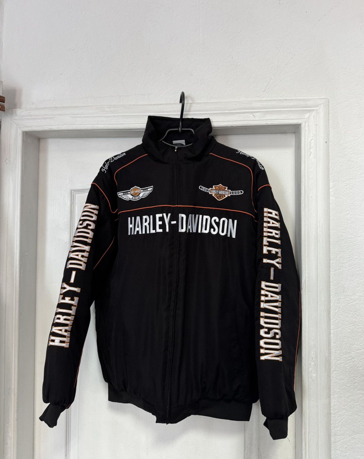 Harley Davidson Harley Motor Davidson Racing Bomber Jacket Vintage Big Logo Size US XL / EU 56 / 4 - 1 Thumbnail
