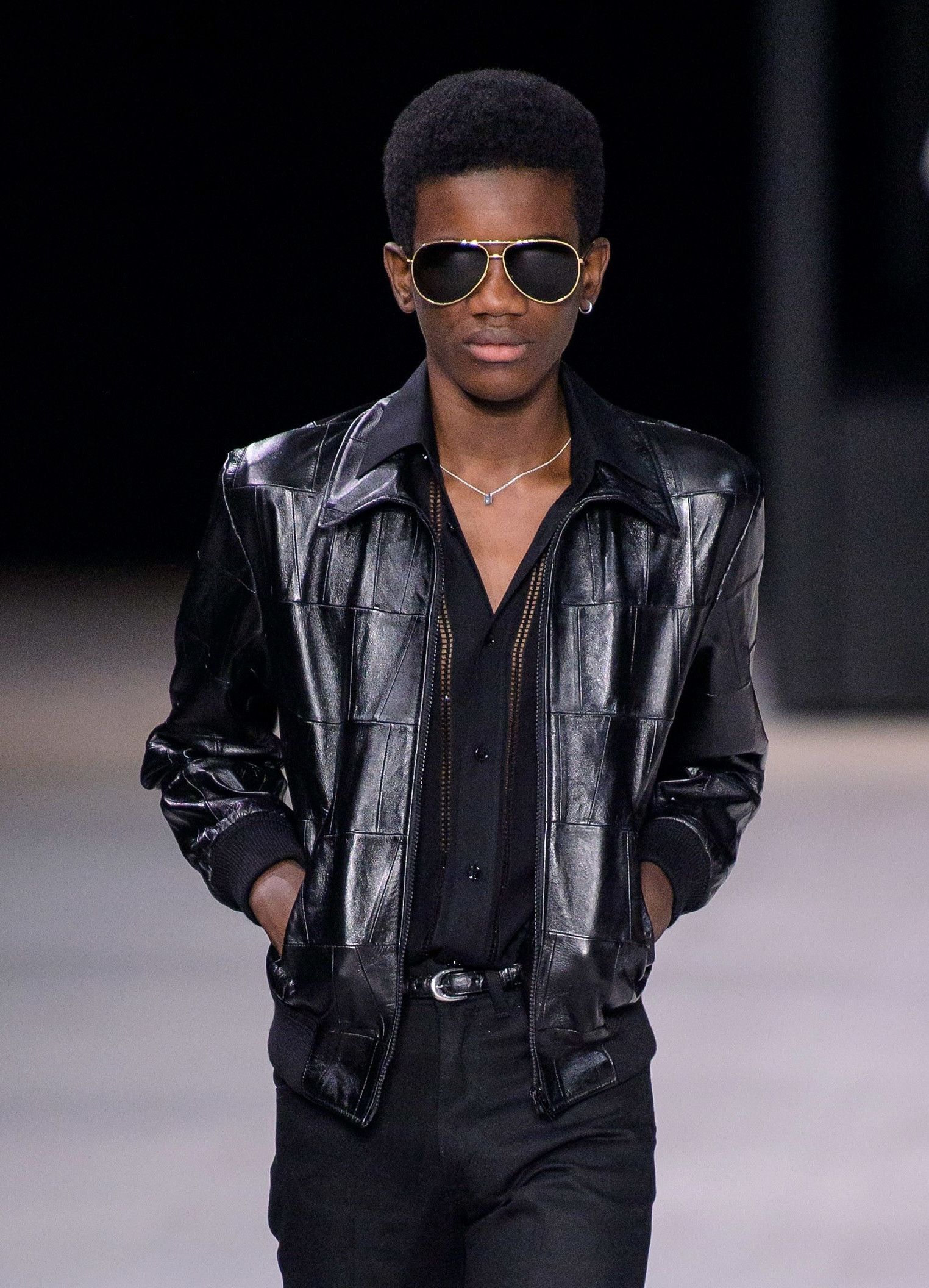 Celine × Hedi Slimane Celine SS20 Patchwork Leather Jacket Sz44