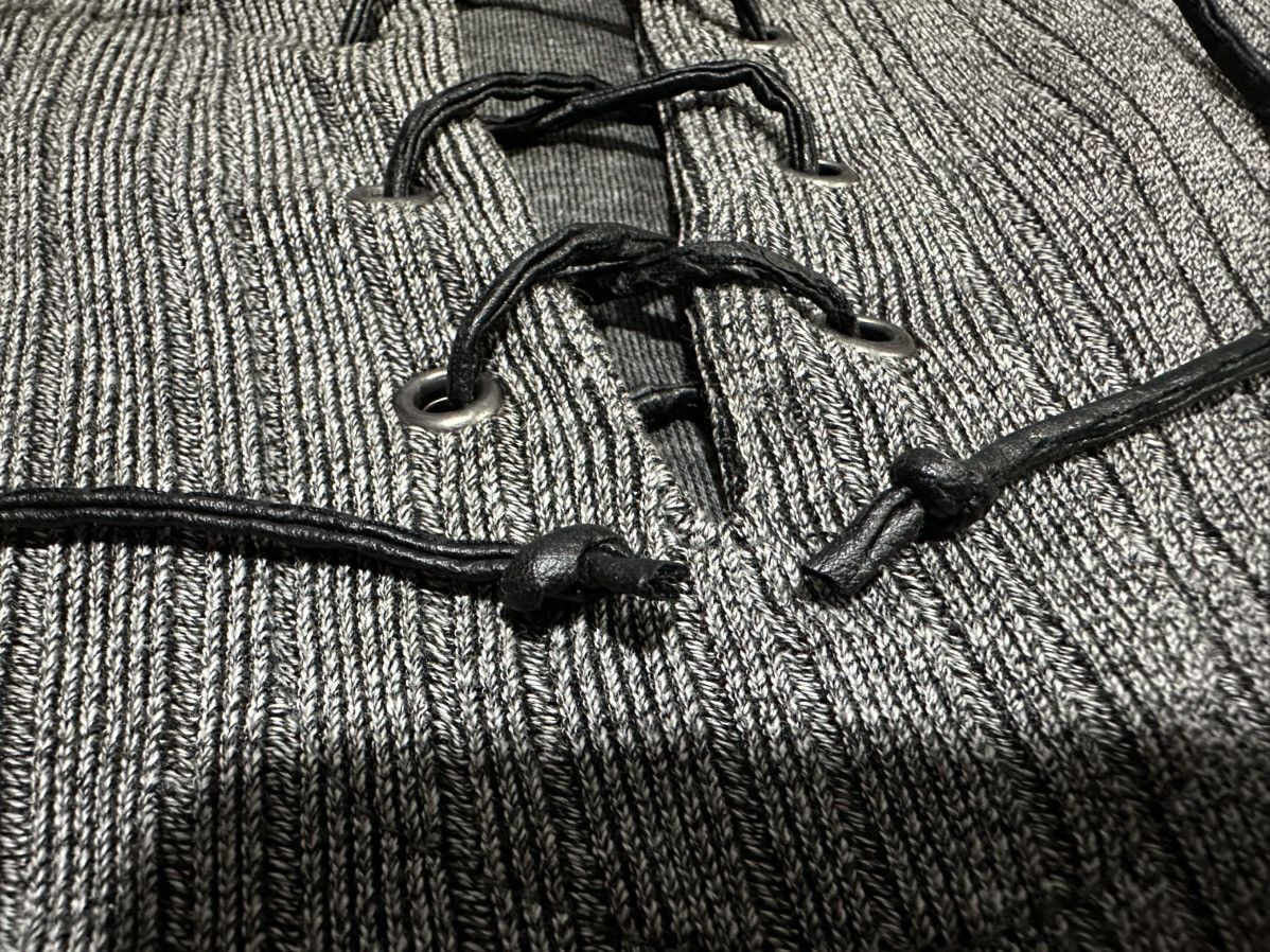 If Six Was Nine 🔥Sick Y2K Moderm Waxed Laces Up Ribbed Shirt Vkei Goth Punk Size US M / EU 48-50 / 2 - 4 Thumbnail