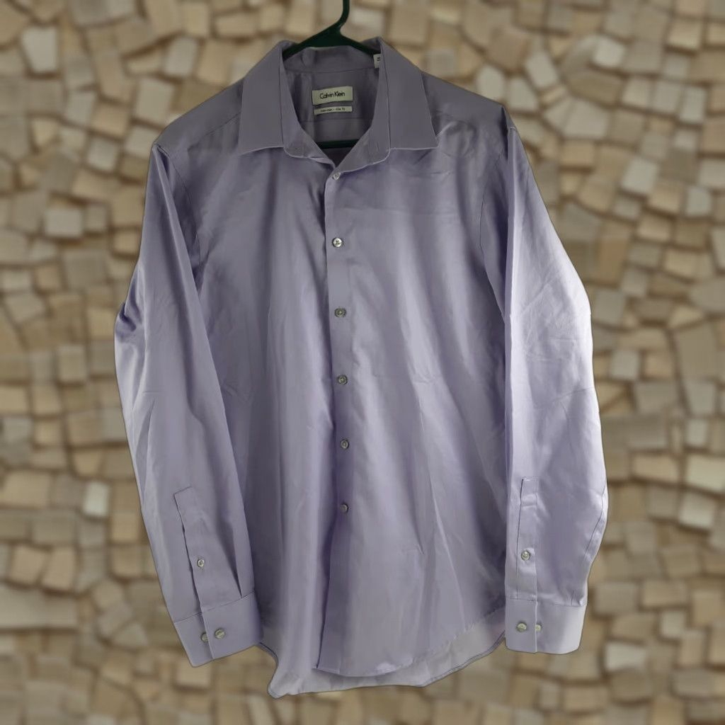 Calvin Klein Calvin Klein Shirt Dress Shirt Slim Fit Non-Iron Button-Down 16 34/35 Light Purple Men Size US L / EU 52-54 / 3 - 1 Thumbnail