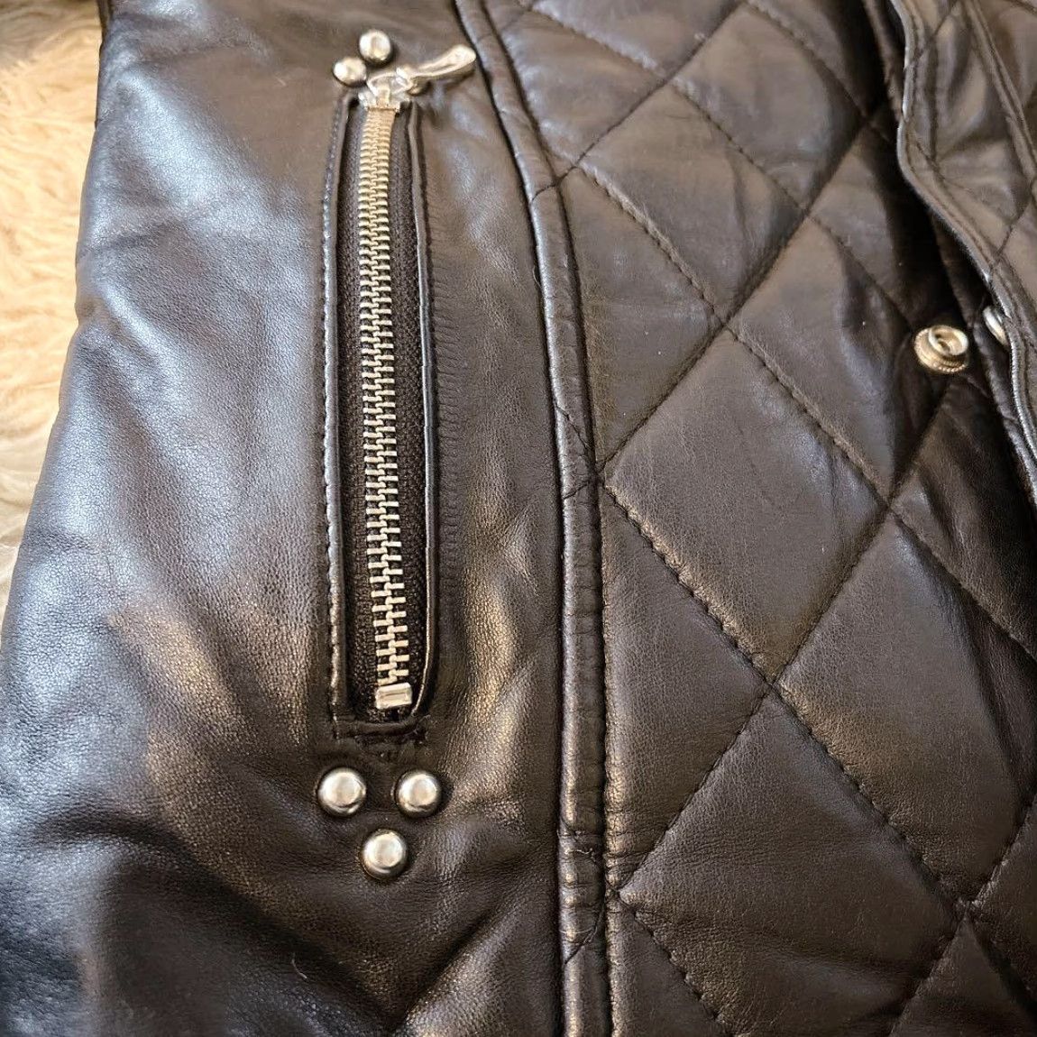Vintage Vanquish S Sheepskin Quilted Leather Jacket Black Rare Jacket Size US S / EU 44-46 / 1 - 5 Thumbnail