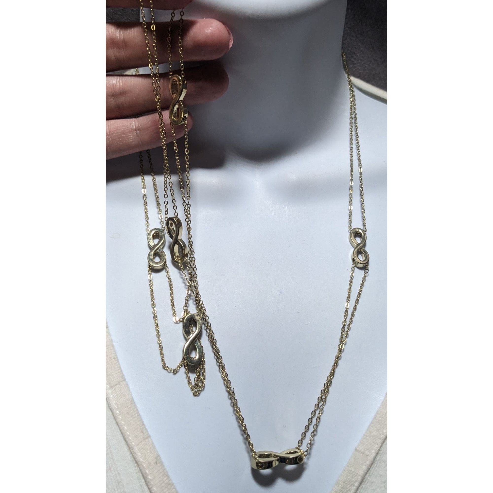 Other Gold Multi-Strand Long Necklace With Infinity Symbol Accents Size ONE SIZE - 5 Thumbnail
