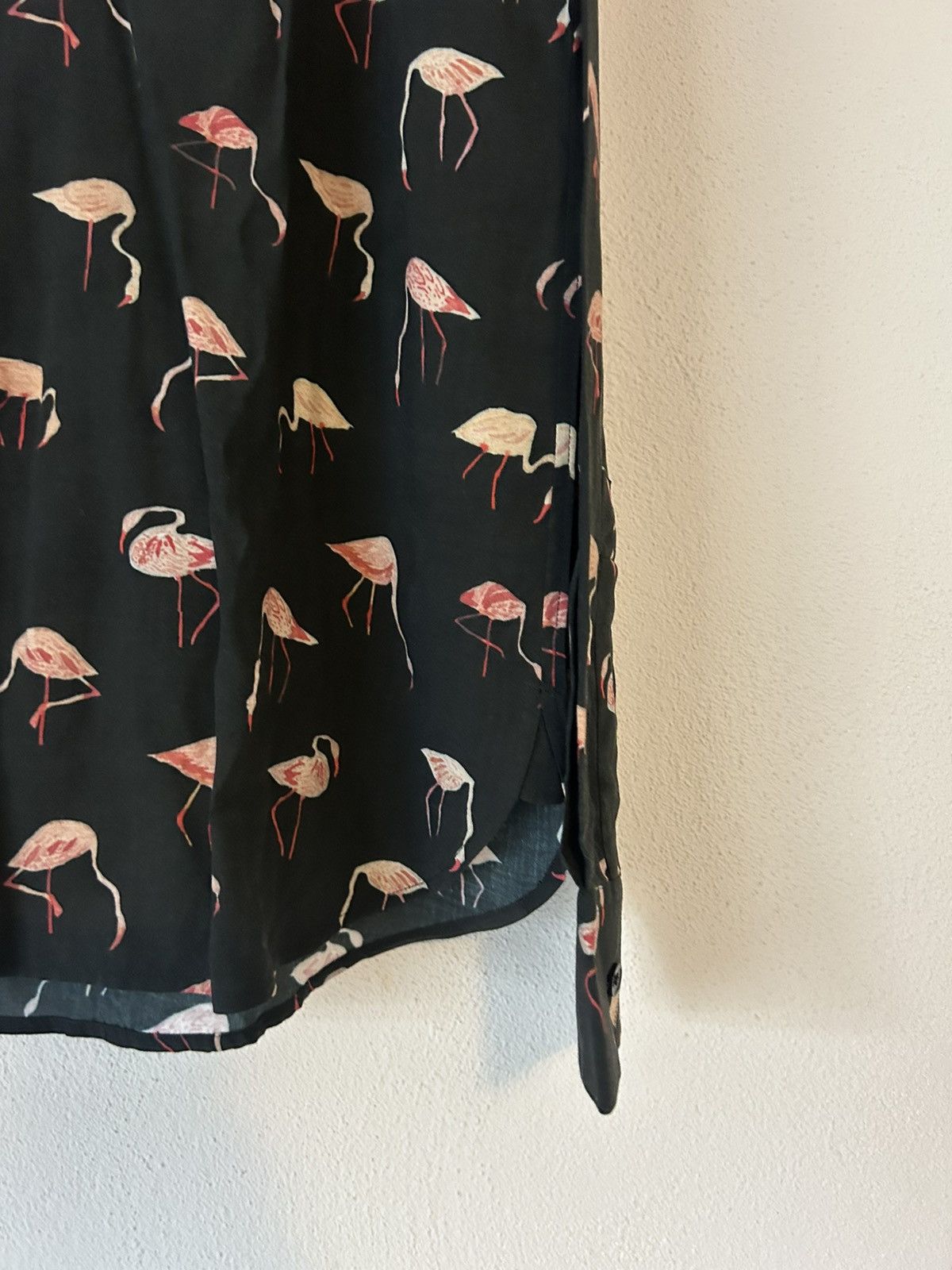 Saint Laurent Paris Saint Laurent Flamingo Print Button-Up Shirt, Black, Viscose Size US L / EU 52-54 / 3 - 6 Thumbnail