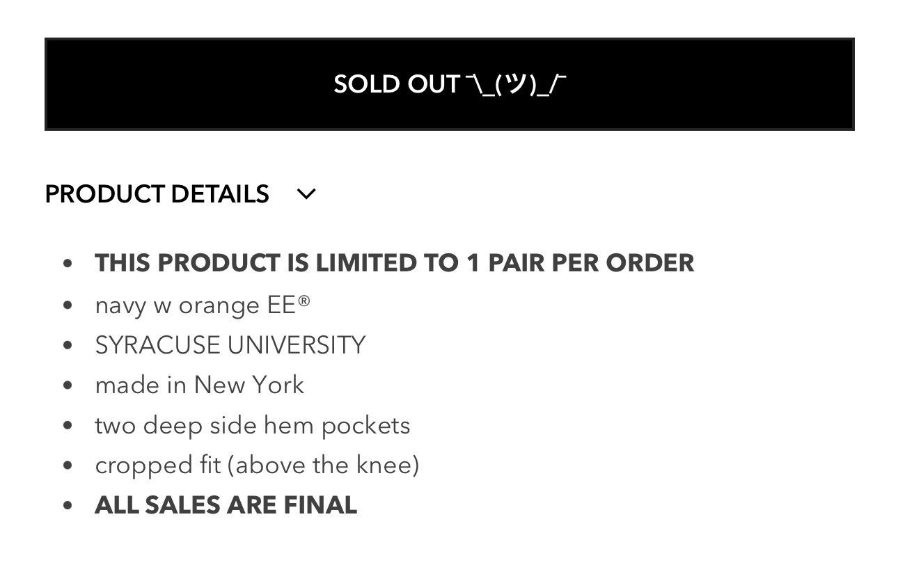 Eric Emanuel × NCAA Eric Emanuel Syracuse University Basic Shorts Large Size US 34 / EU 50 - 11 Thumbnail