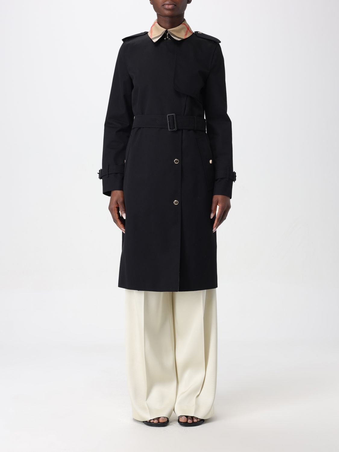 image of Burberry Trench Coat Woman Black, Women's (Size XL)