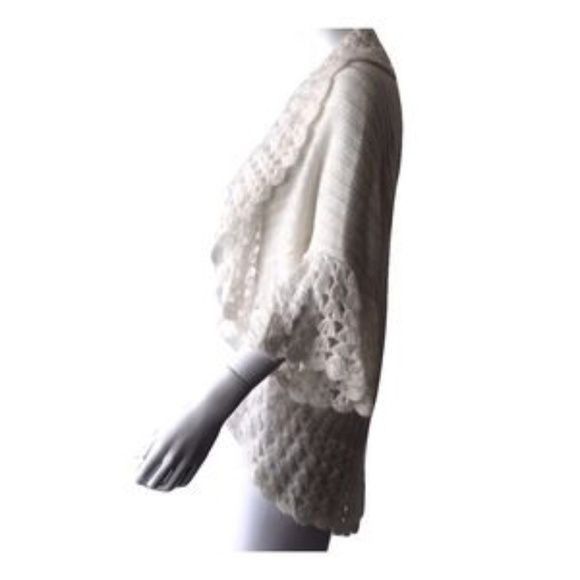 Other Cache Ivory Mohair Blend Open Front Shawl With Bell Sleeves Size S / US 4 / IT 40 - 2 Thumbnail