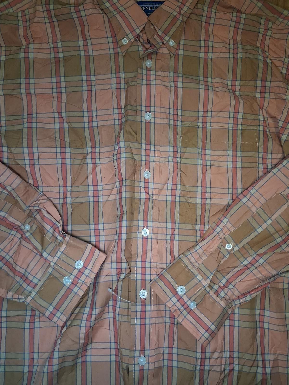 Pendleton Pendleton Button Up Shirt Mens XL Orange Check Cotton Size US XL / EU 56 / 4 - 4 Thumbnail