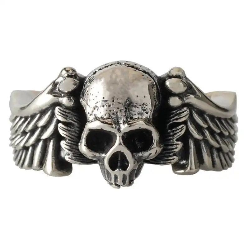Other Ring Unisex Retro Vintage Wings Skull Head Opening Ring Size ONE SIZE - 6 Thumbnail