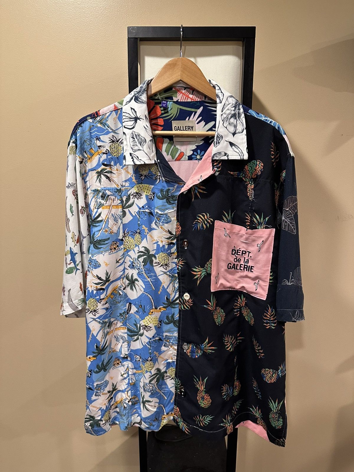 Gallery Dept. Gallery Dept Patchwork Hawaiian Button Up Parker Shirt Size US XXL / EU 58 / 5 - 1 Thumbnail