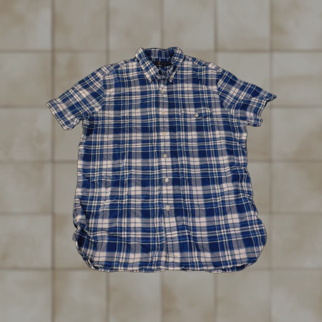 Ralph Lauren Ralph Lauren Shirt Mens Large Blue Plaid Short Sleeve Button-Up Pocket Casual Stretched Regular Collar Down Vintage No Size US L / EU 52-54 / 3 - 1 Thumbnail