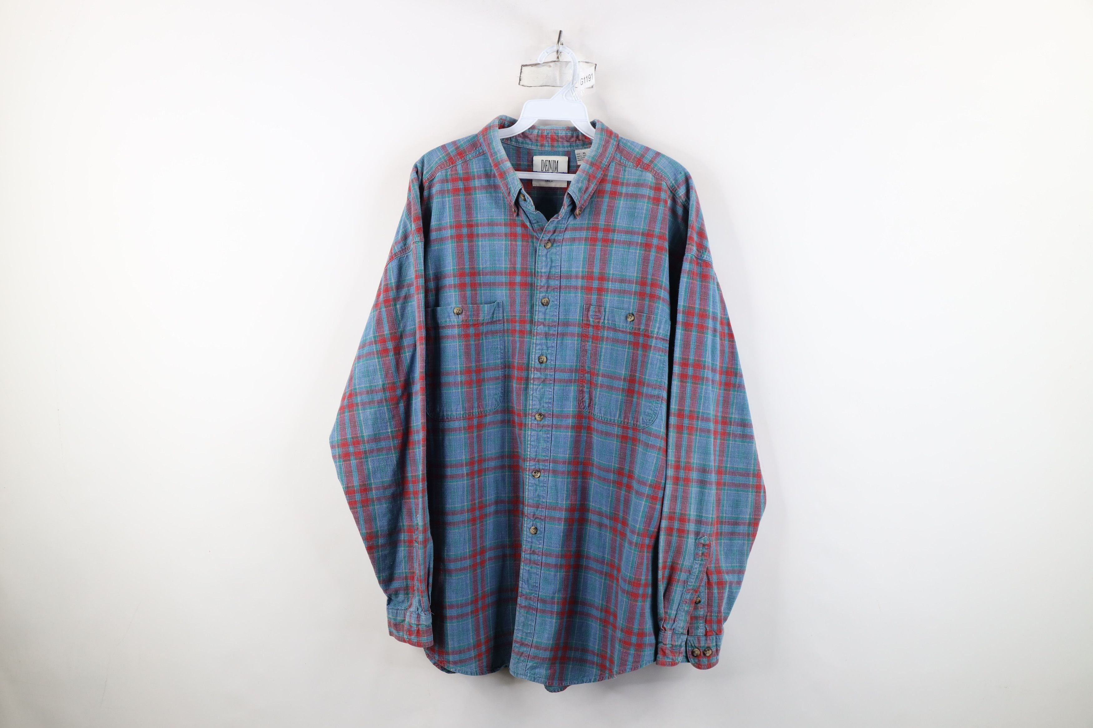 Vintage Vintage 90s Streetwear Chambray Button Down Shirt Plaid Size US XL / EU 56 / 4 - 1 Thumbnail