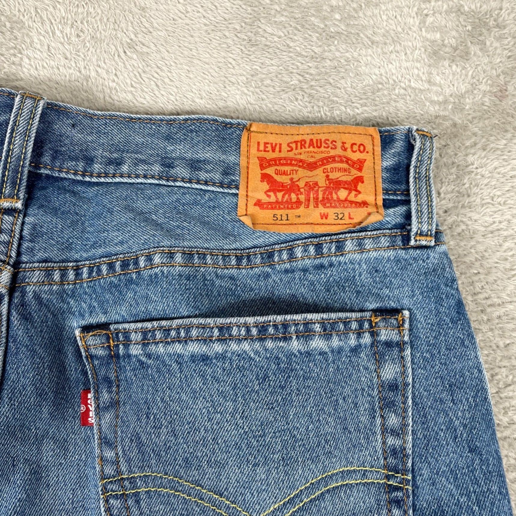 Levi's Levi's 511 Denim Shorts Mens 32 Blue Cut Off Raw Hem Slim Fit Bermuda Summer Skater Grunge Casual Mens Size US 32 / EU 48 - 7 Thumbnail