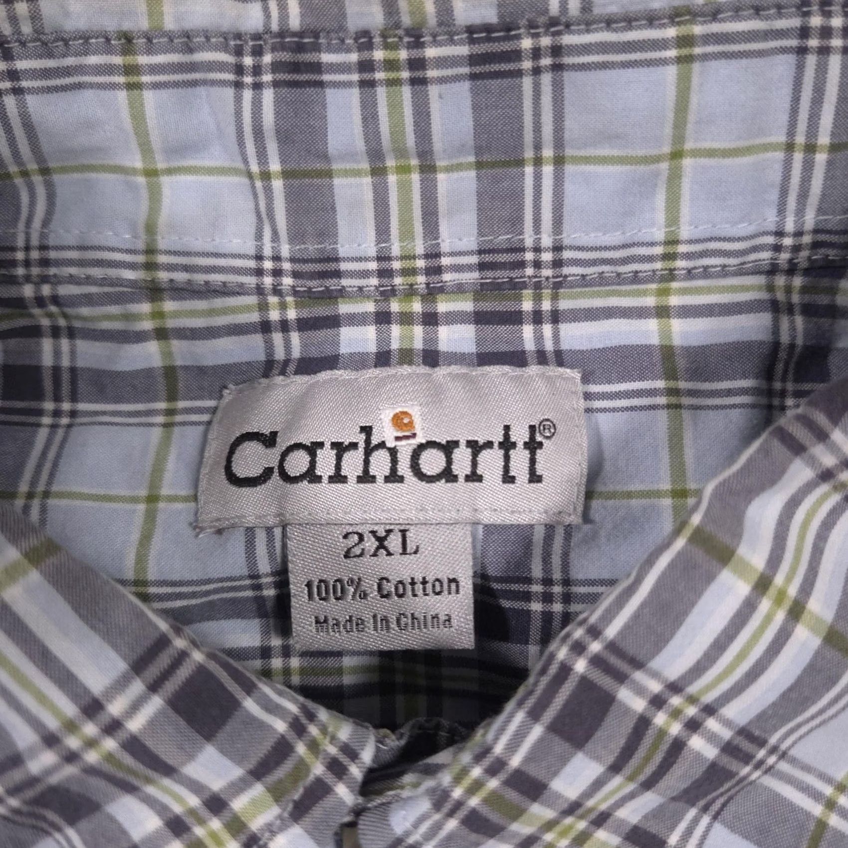 Carhartt Carhartt Shirt Mens 2XL Blue Gray Green Plaid Short Sleeve Button Front Size US XXL / EU 58 / 5 - 6 Thumbnail