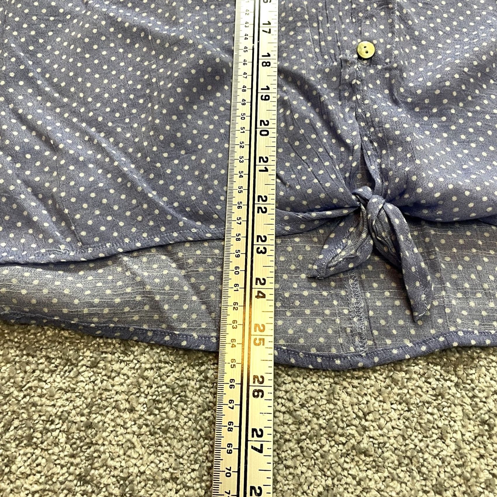 FRED Fred David Womens Button Up Shirt 3X Light Blue Polka Dot Short Sleeve Size XXL / US 16-18 / IT 52-54 - 3 Thumbnail