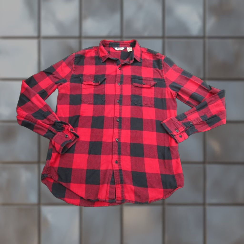 Vintage Salt Valley Mens Flannel Shirt M Red Black Plaid Long Sleeve Casual Western Size US M / EU 48-50 / 2 - 1 Thumbnail