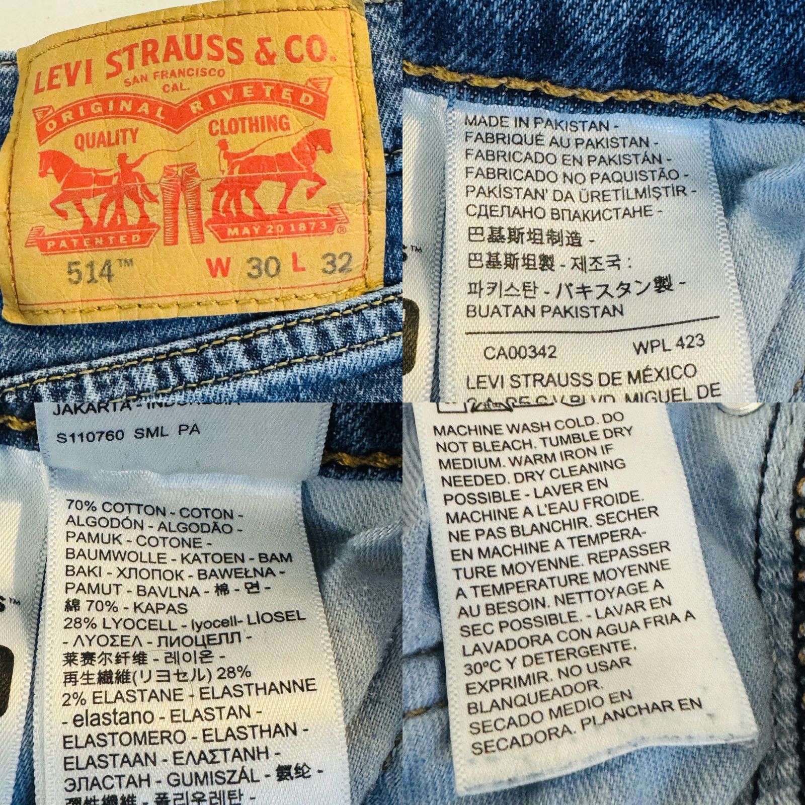 Levi's Levi's 514 Jeans Mens 30x32 Blue Medium Wash Straight Stretch Denim Zip Fly Size US 30 / EU 46 - 8 Thumbnail