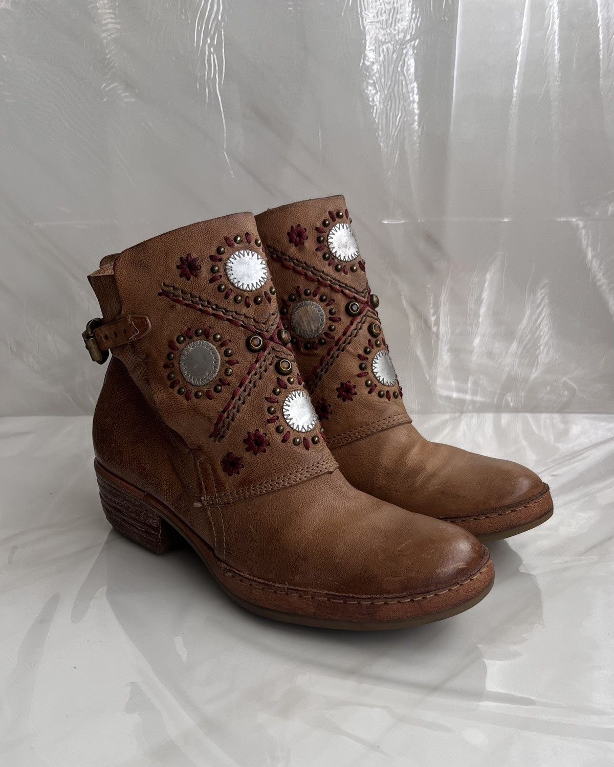 A.S.98 As 98 Airstep Zipper Boho Biker brown distressed boot Size US 8 / IT 38 - 1 Thumbnail
