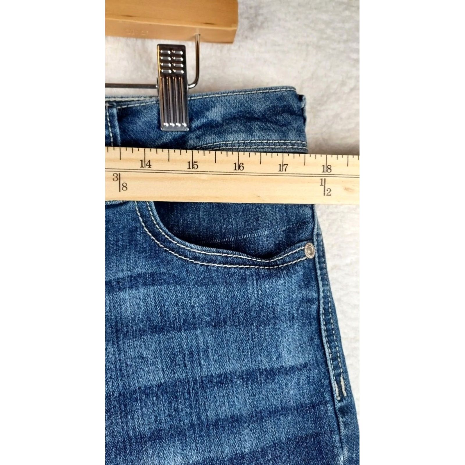 Vintage Maurices Jeans Women’s Regular Bootcut Denim 31In Inseam Medium Wash Blue 12 5-Pocket Stretch Zipper Button Size 34" / US 12 / IT 48 - 7 Thumbnail