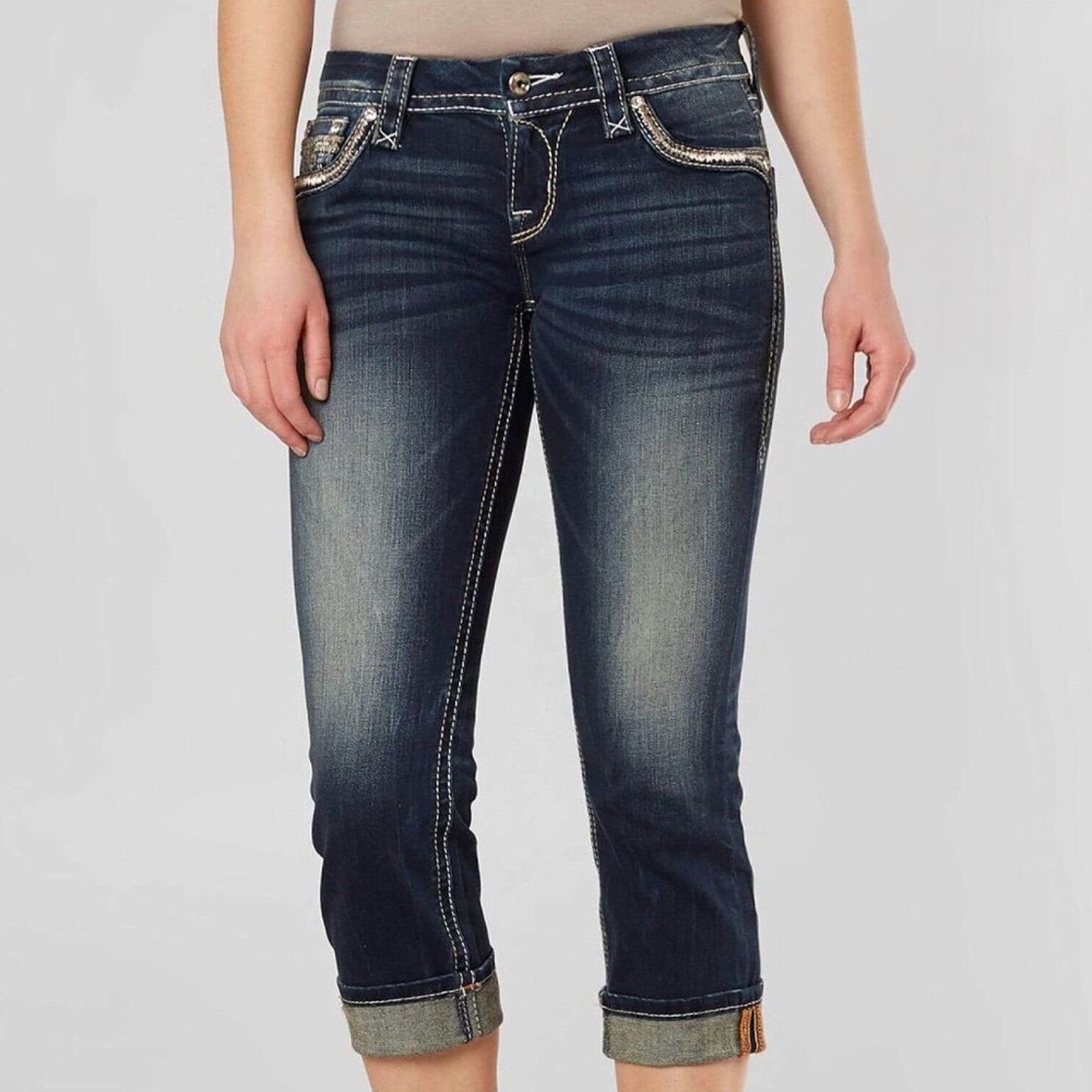 Rock Revival Rock Revival - Yara Cuffed Stretch Capri Jean Size 26" / US 2 / IT 38 - 5 Thumbnail