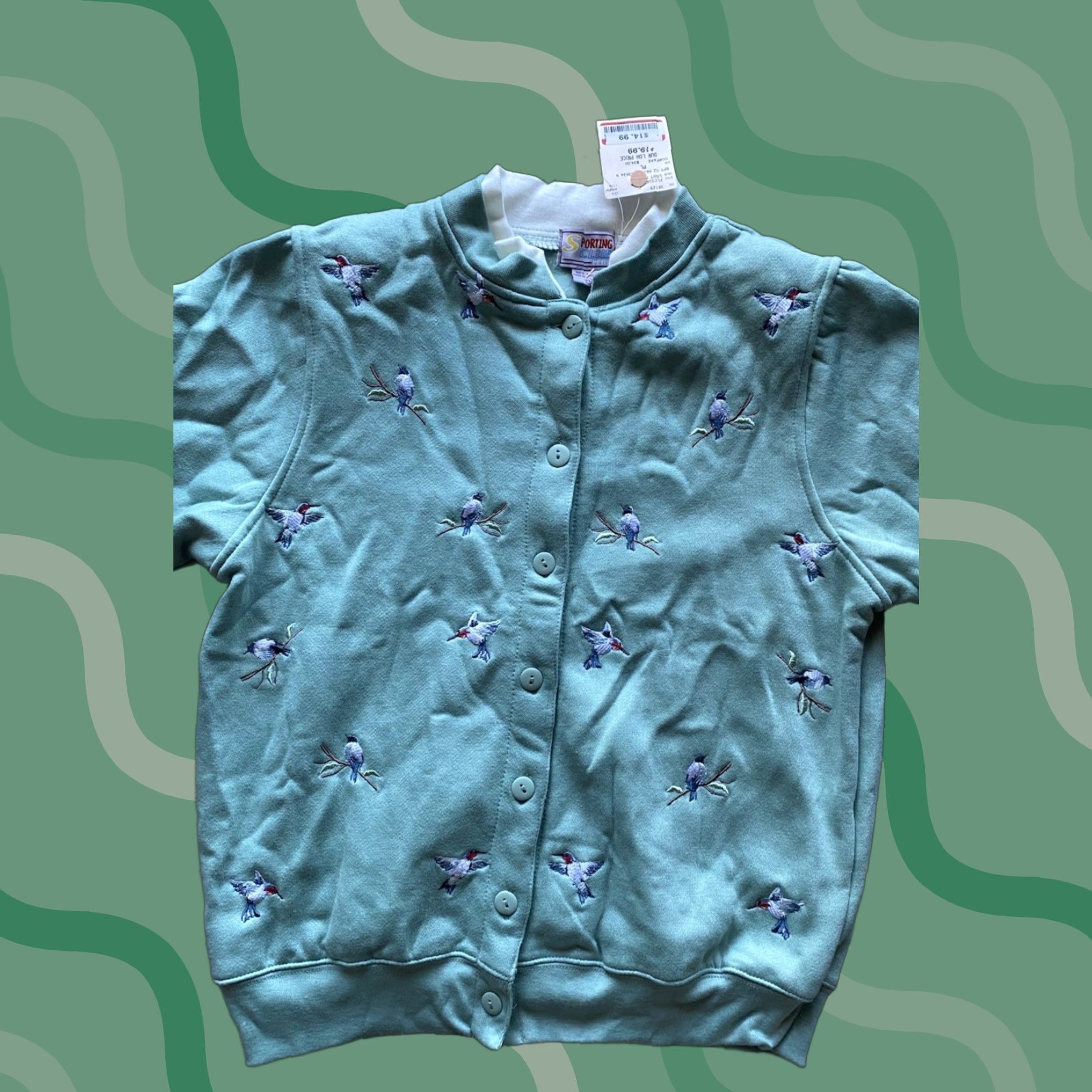Vintage VINTAGE Sporting Club Cardigan Petite Women’s Embroidered Birds Size PL See Photos Womens Sweater Bird Size L / US 10 / IT 46 - 1 Thumbnail
