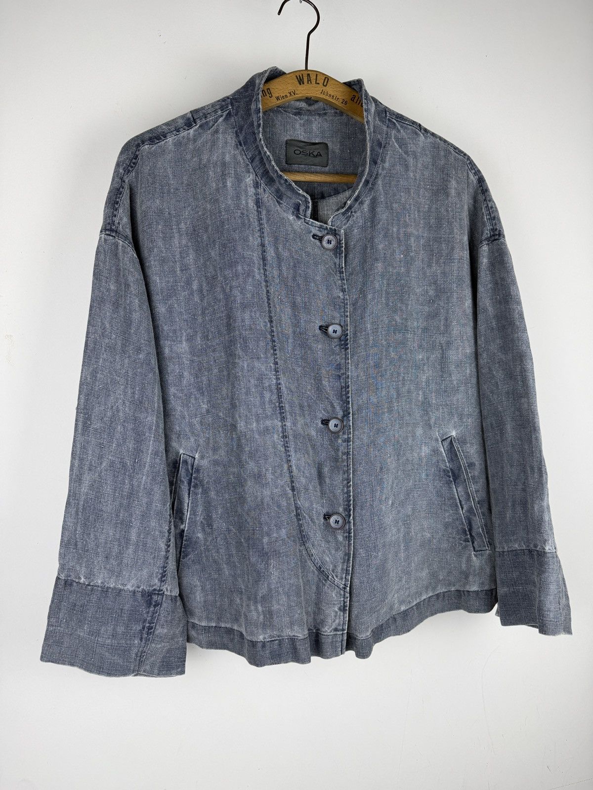 OSKA OSKA Blue Linen Washed Button Up Jacket Blazer Coat Size 2 Size M / US 6-8 / IT 42-44 - 5 Thumbnail