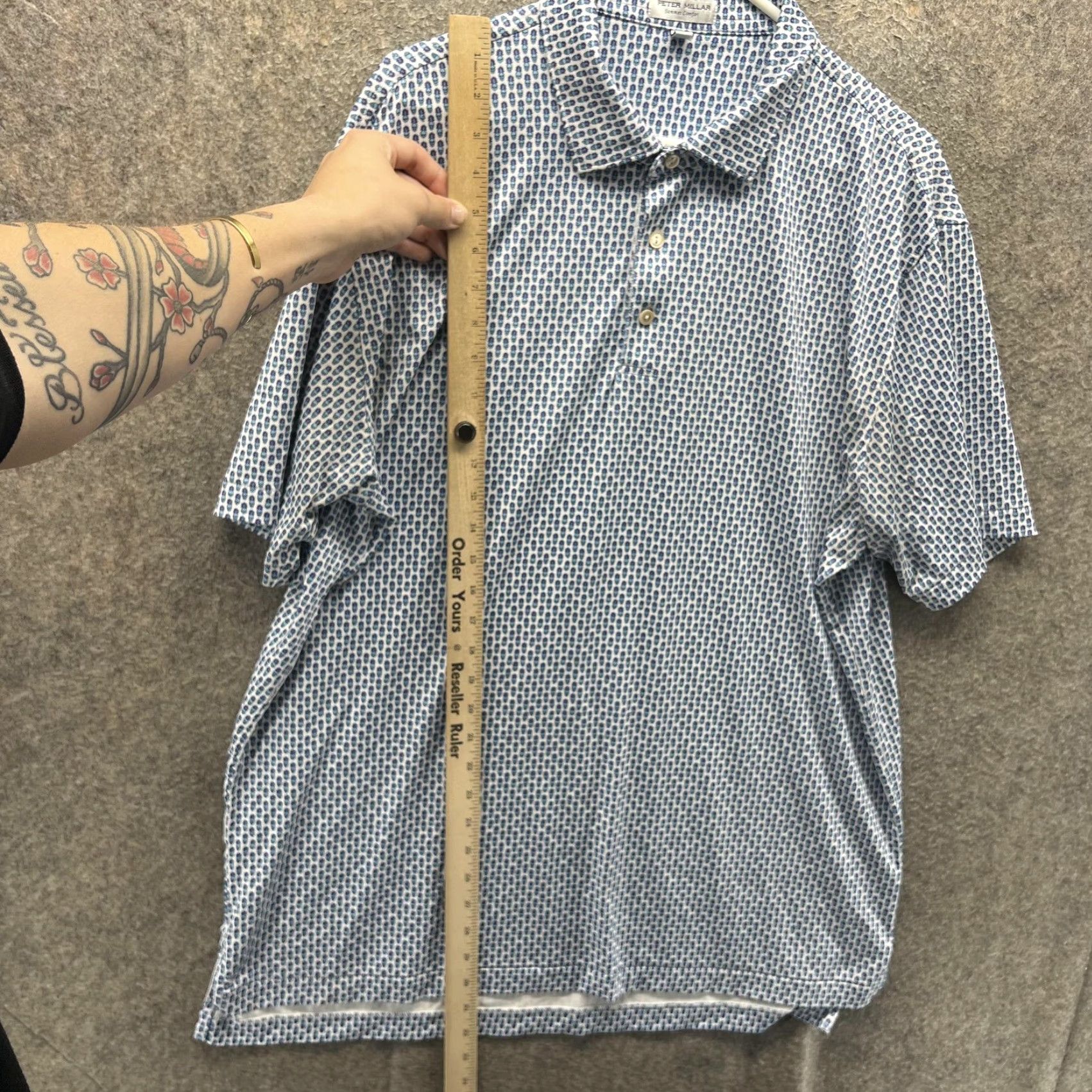 Peter Millar Peter Millar Polo Shirt Mens L Blue Summer Comfort Pineapple Print Golf Size US L / EU 52-54 / 3 - 5 Thumbnail